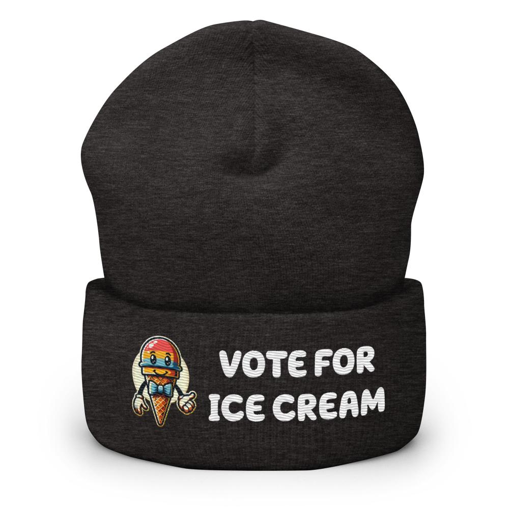 Vote For Ice Cream Cuffed Beanie - Dark Grey Color - https://ascensionemporium.net